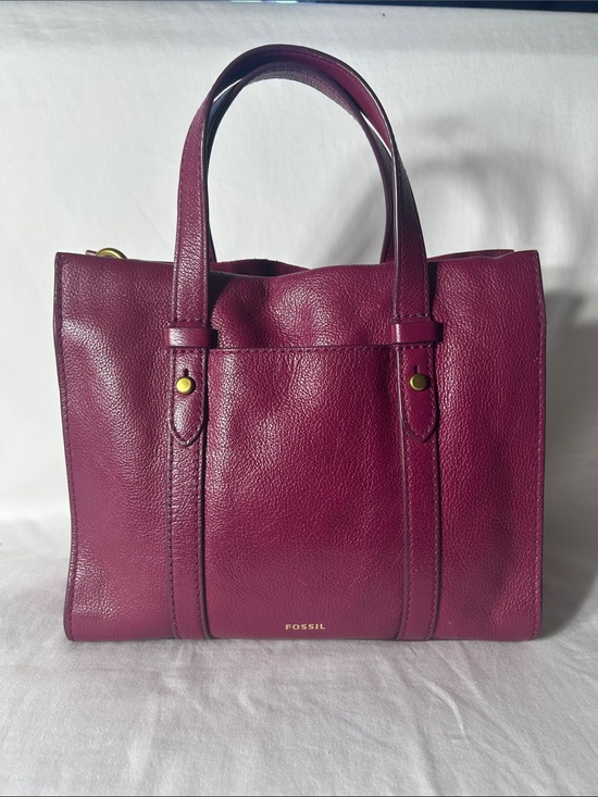 Fossil Handbags - Fossil Kingston Leather Satchel in Deep Plum